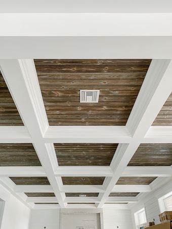 Charred Wood Ash Gray shiplap ceiling
