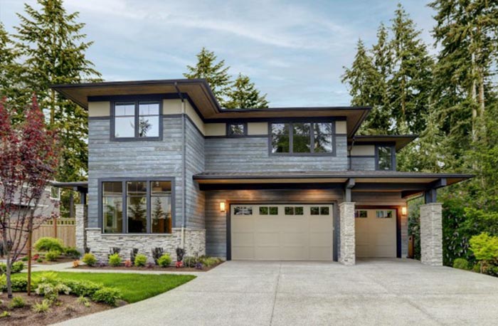 Modern home with thermally modified wood cladding